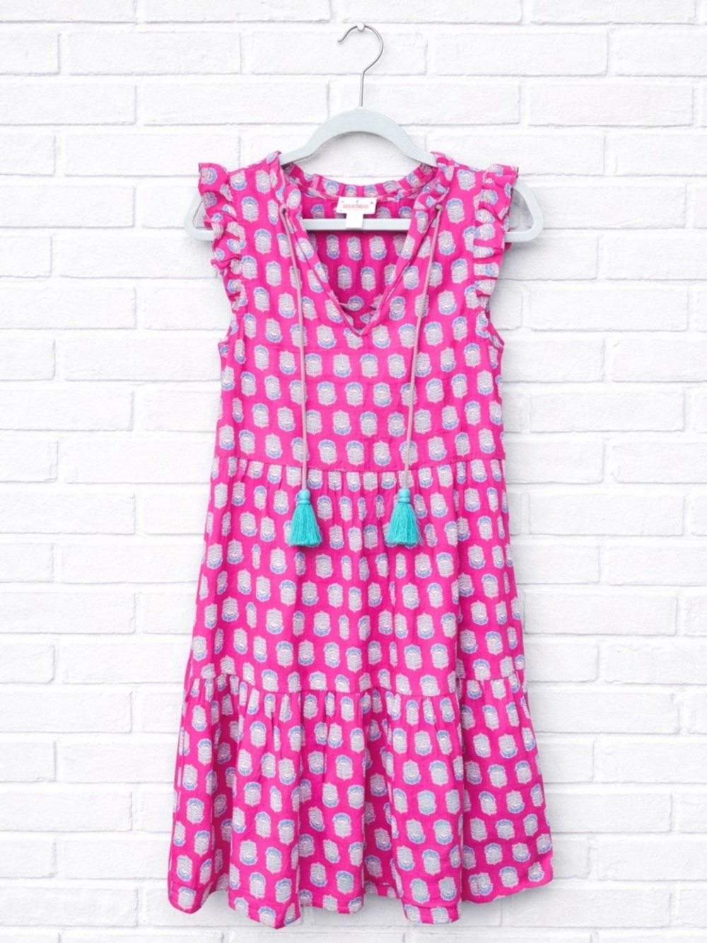 J Crew Ruffle-sleeve tiered beachy dress 100% cotton like new pink sundress